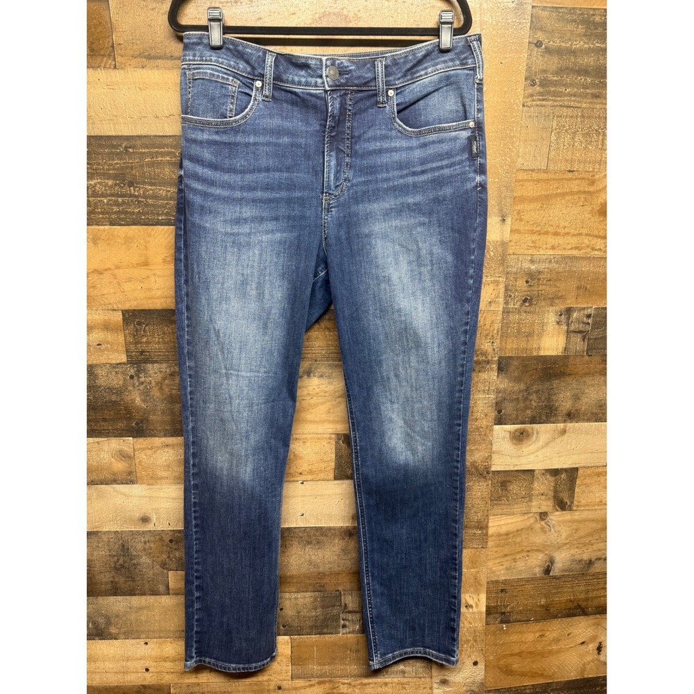 Silver Jeans Co Mid Rise Straight Leg Medium Wash Denim Blue Jeans 36x31